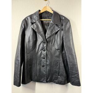 Women's WIlsons Black‎ Leather Blazer Jacket Size L